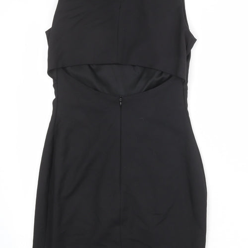 Zara Womens Black Polyester Shift Size S Round Neck Zip