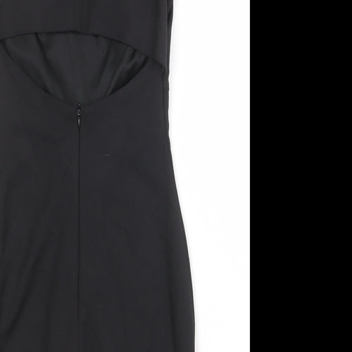 Zara Womens Black Polyester Shift Size S Round Neck Zip