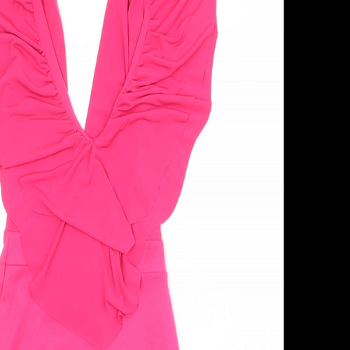 Hedonia Womens Pink Polyester Bodycon Size 8 V-Neck Pullover
