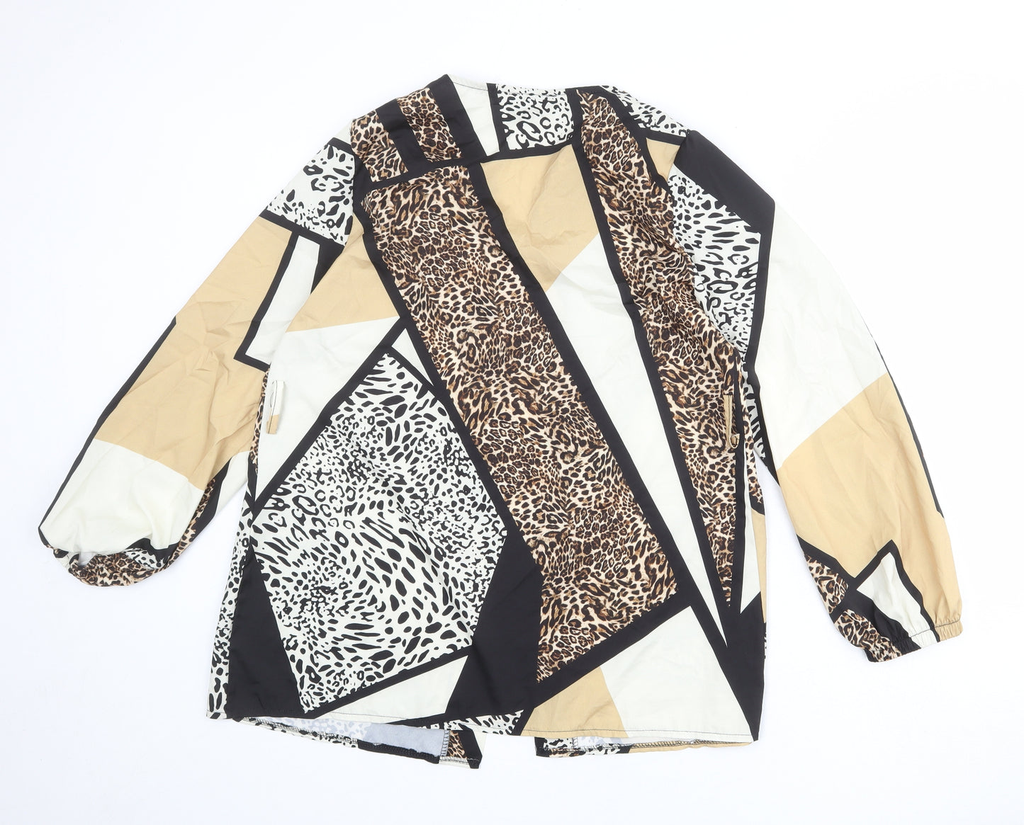 Boohoo Womens Multicoloured Geometric Polyester Kimono Blouse Size 14 V-Neck