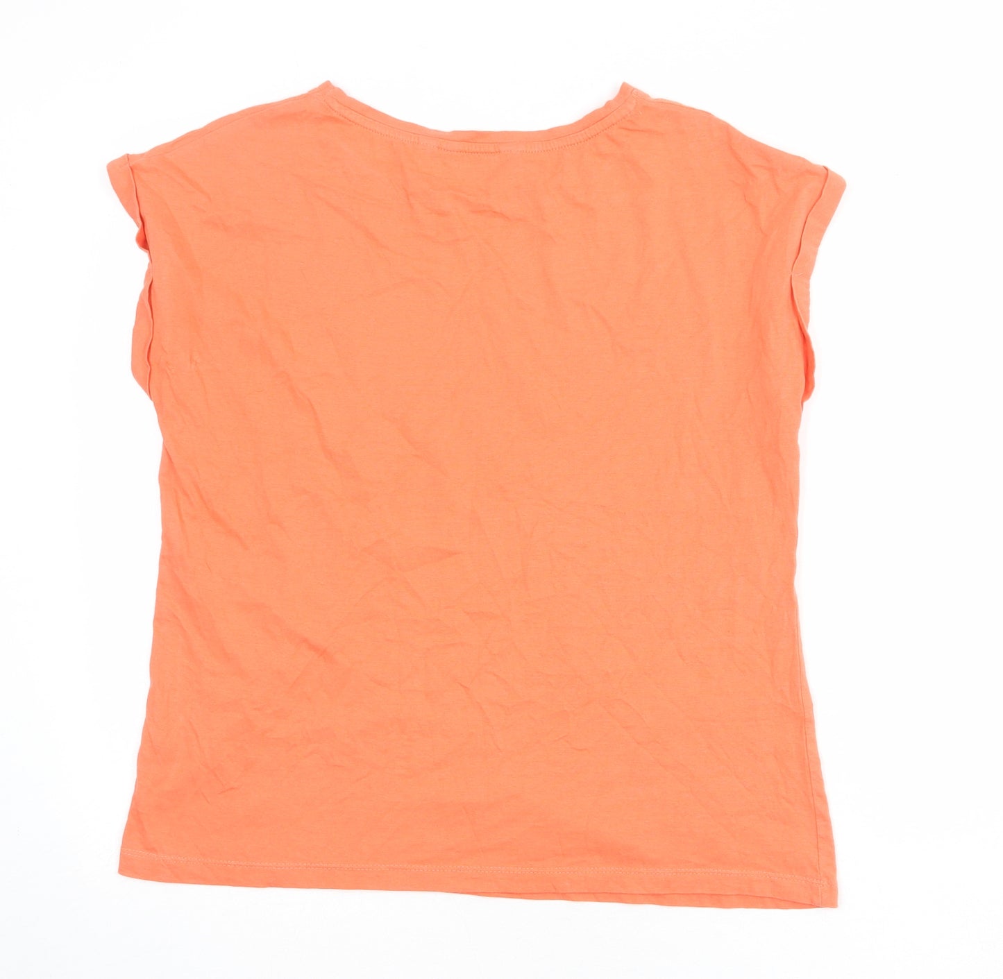 Dorothy Perkins Womens Orange Polyester Basic T-Shirt Size 12 Round Neck