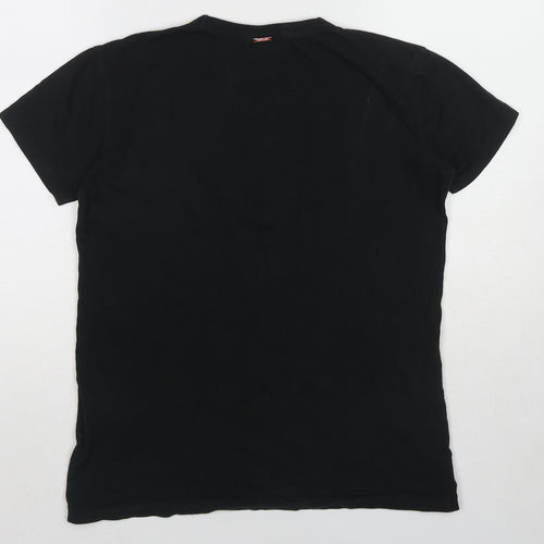 Replay Womens Black Cotton Basic T-Shirt Size M Round Neck