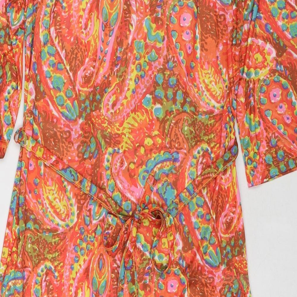 H&M Womens Multicoloured Paisley Polyester A-Line Size 6 Collared Pullover