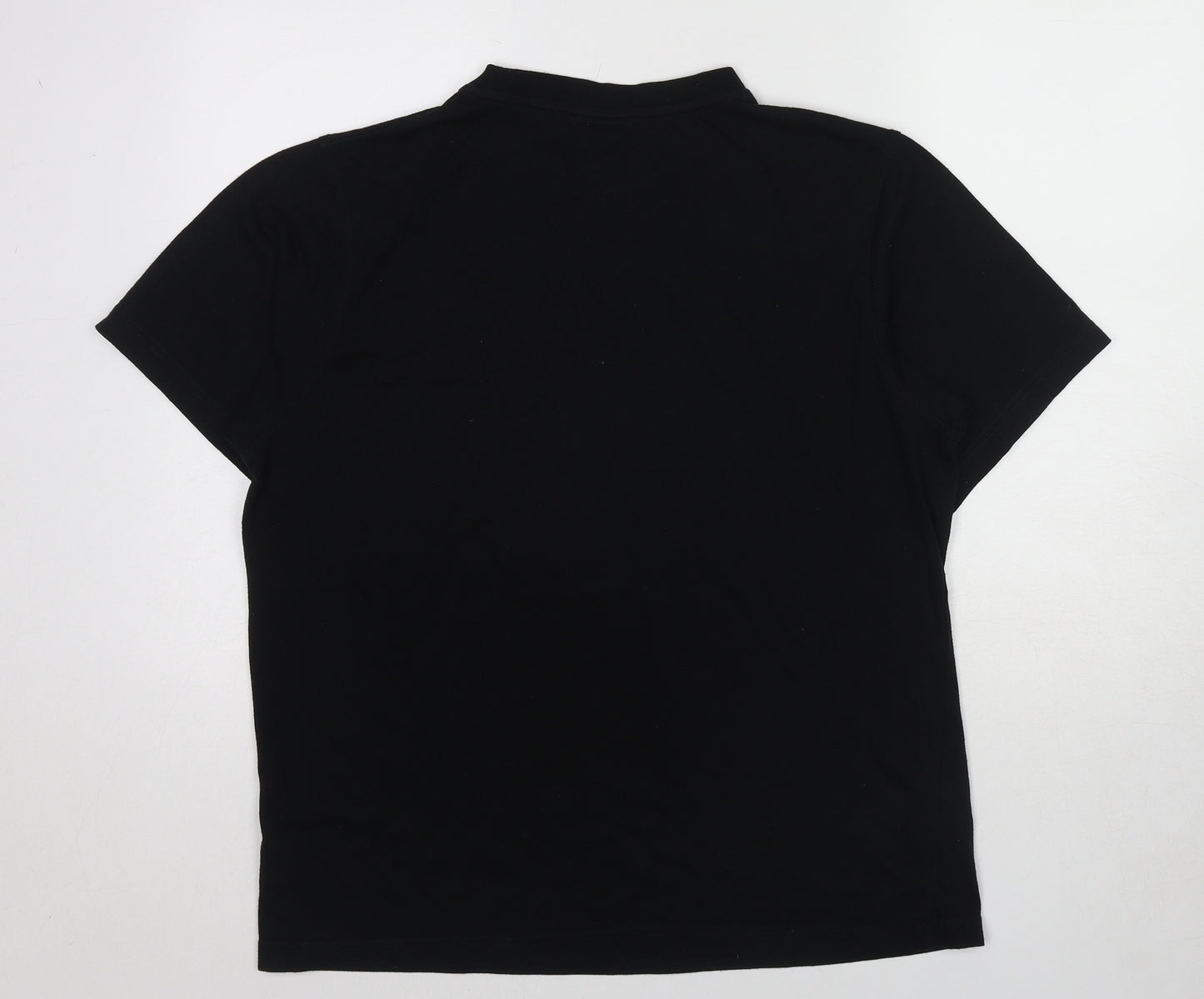 le coq sportif Mens Black Polyester T-Shirt Size XL Round Neck