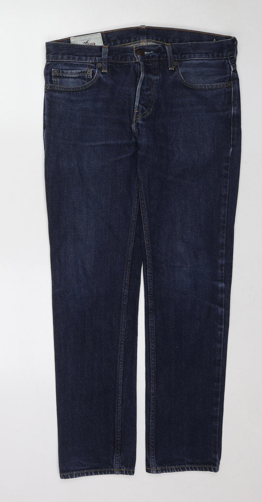 Hollister Mens Blue Cotton Straight Jeans Size 31 in L30 in Regular Zip