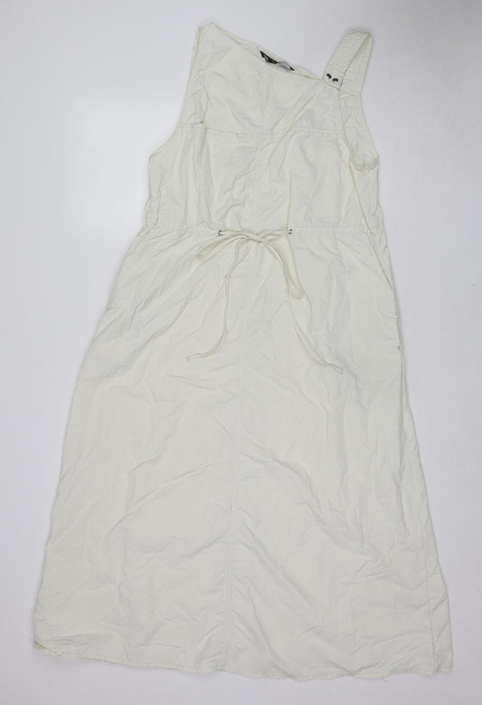 Zara Womens White Polyamide Maxi Size L V-Neck Button