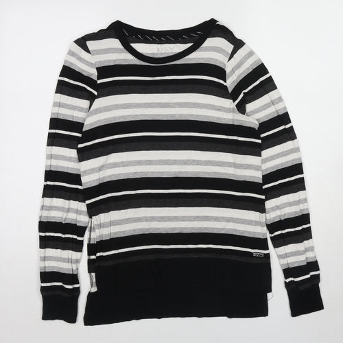 Marc New York Womens Black Round Neck Striped Viscose Pullover Jumper Size S
