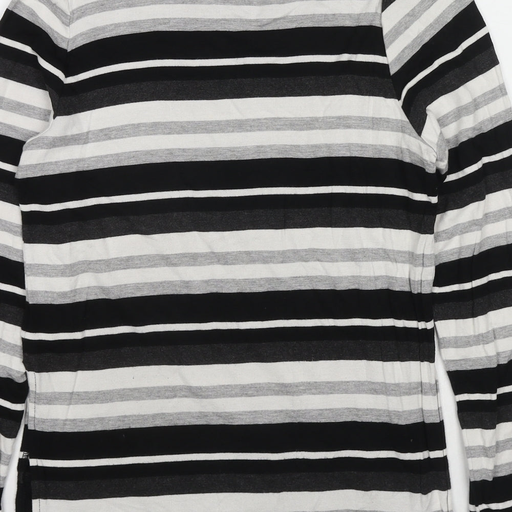 Marc New York Womens Black Round Neck Striped Viscose Pullover Jumper Size S