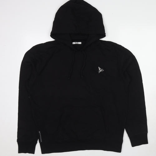 Henleys Mens Black Cotton Pullover Hoodie Size S