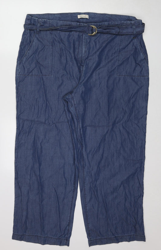 Per Una Womens Blue Cotton Wide-Leg Jeans Size 24 Regular