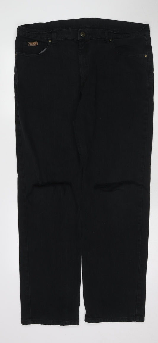Farah Mens Black Cotton Straight Jeans Size 40 in L32 in Regular Zip