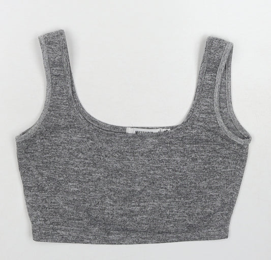 Missguided Womens Grey Polyester Cropped Tank Size 8 Round Neck
