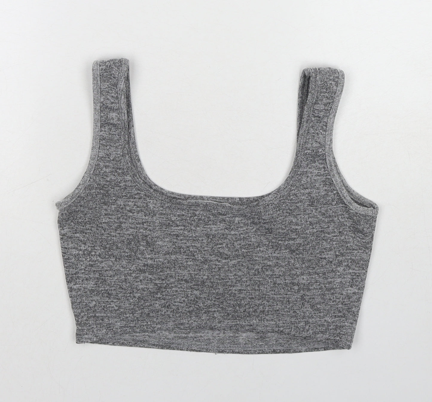 Missguided Womens Grey Polyester Cropped Tank Size 8 Round Neck