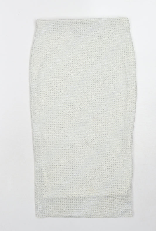 Topshop Womens Ivory Geometric Nylon A-Line Skirt Size 6