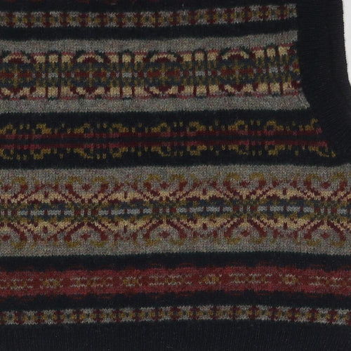 Monsoon Womens Multicoloured Round Neck Geometric Wool Vest Jumper Size M