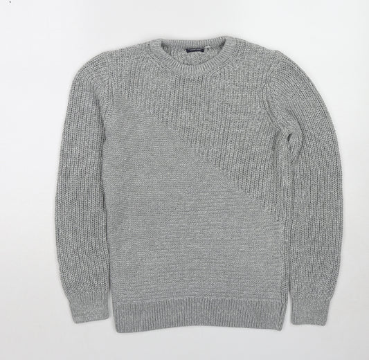 NEXT Boys Grey Round Neck Cotton Pullover Jumper Size 11 Years Pullover