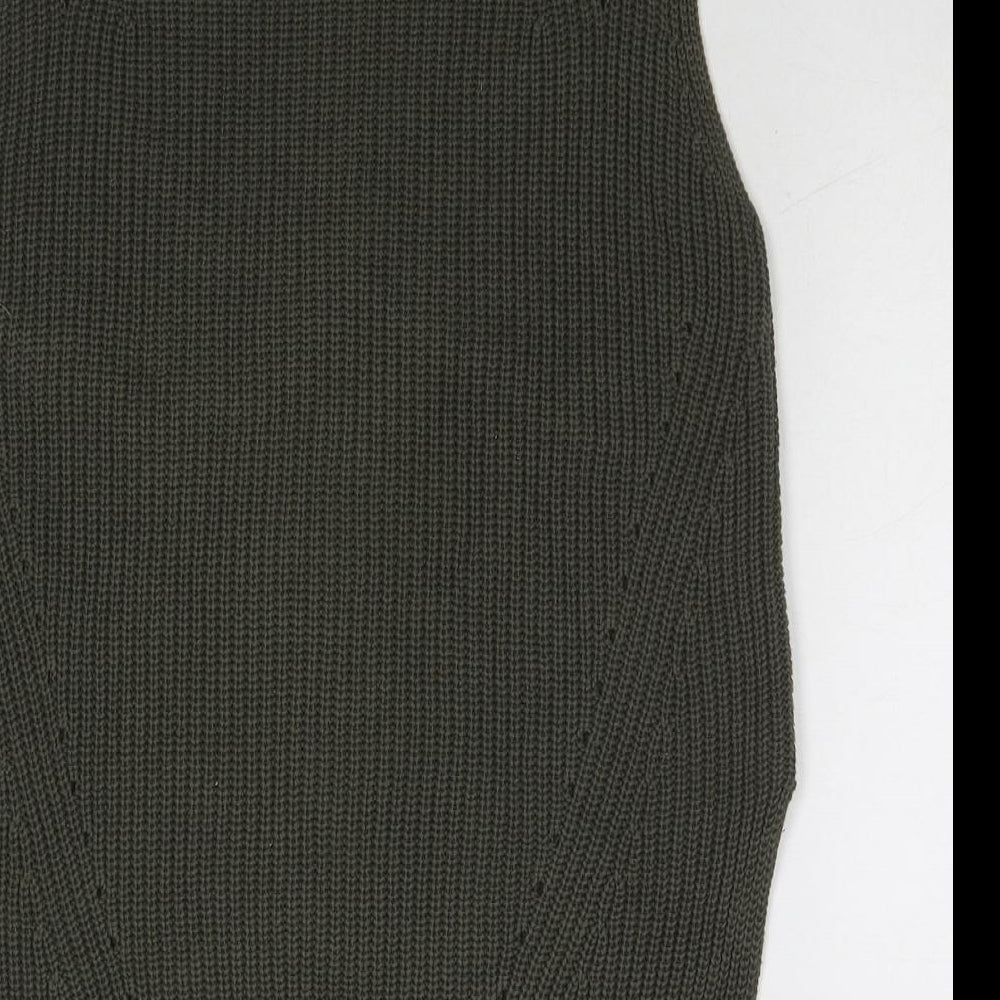 Uniqlo Womens Green Round Neck Polyester Pullover Jumper Size S - Slit Detail