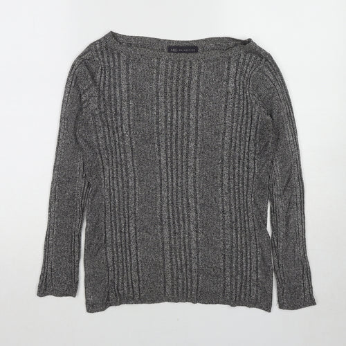 Marks and Spencer Womens Grey Boat Neck Viscose Pullover Jumper Size 10