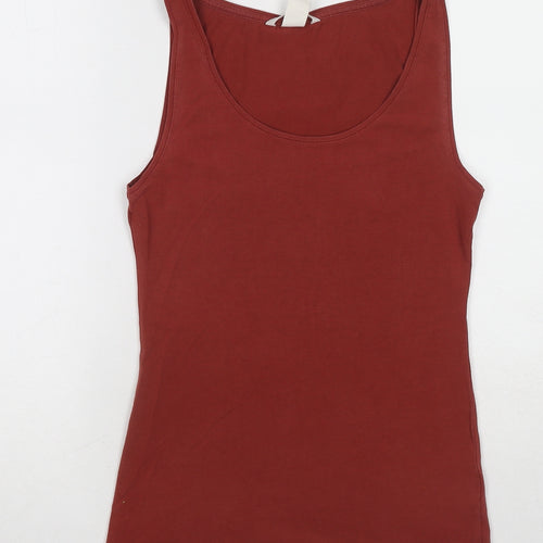 H&M Womens Brown Cotton Basic Tank Size S Scoop Neck