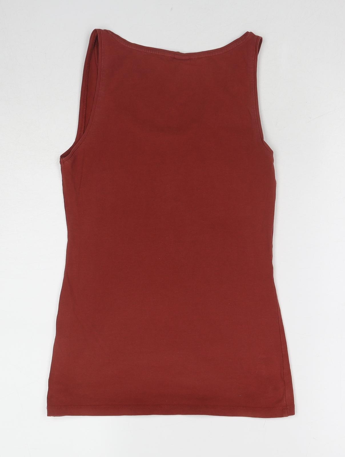 H&M Womens Brown Cotton Basic Tank Size S Scoop Neck