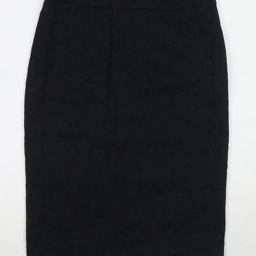 Monsoon Womens Black Cotton Straight & Pencil Skirt Size 8 Zip