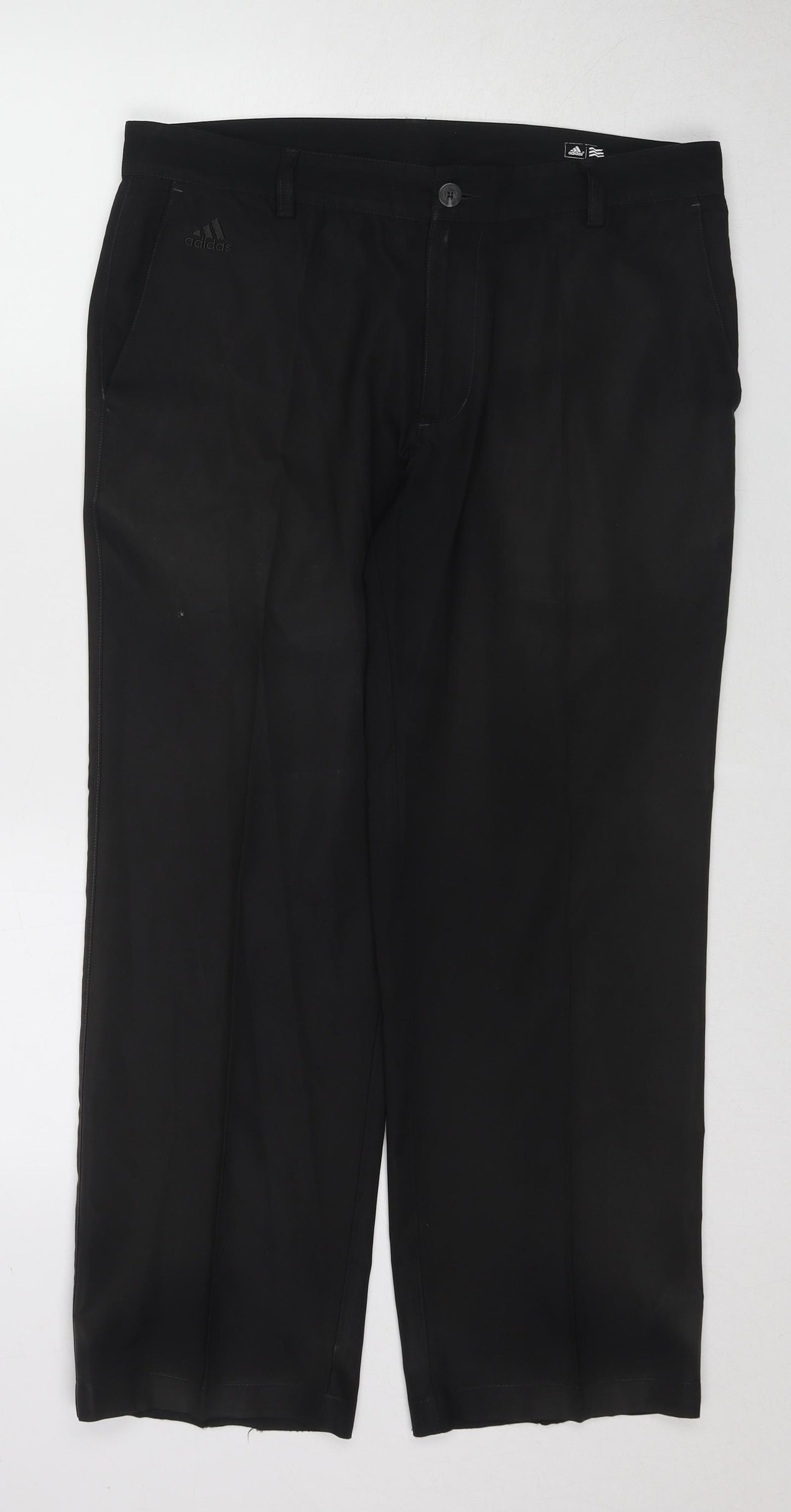 adidas Mens Black Polyester Jogger Trousers Size 34 in L32 in Regular Zip