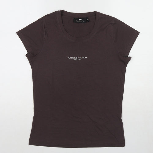 Crosshatch Womens Brown Cotton Basic T-Shirt Size S Scoop Neck