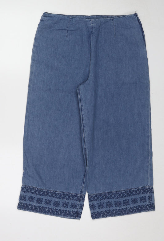 RJR.John Rocha Womens Blue Cotton Cropped Jeans Size 12 L21 in Regular Zip