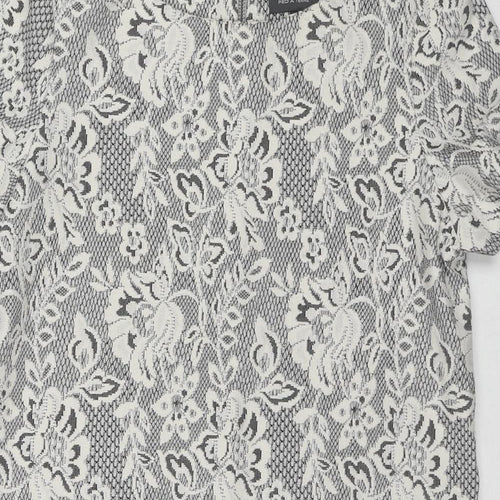 Pied A Terre Womens Grey Polyester Shift Size 10 Boat Neck Zip - Lace Overlay