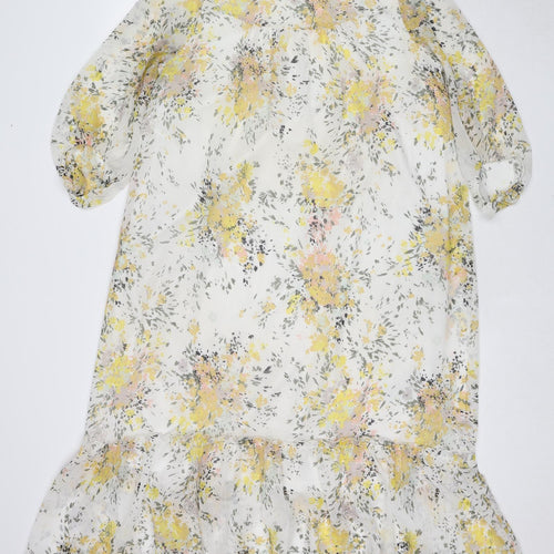 Saint Tropez Clothing Womens Multicoloured Floral Polyester A-Line Size XS Mock Neck Button