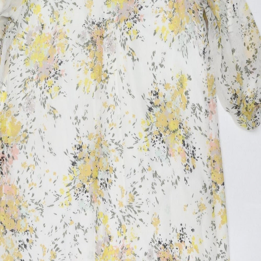 Saint Tropez Clothing Womens Multicoloured Floral Polyester A-Line Size XS Mock Neck Button