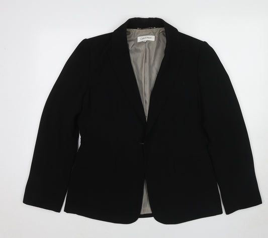 Calvin Klein Womens Black Polyester Jacket Suit Jacket Size 10