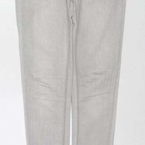 Denim & Co. Womens Grey Cotton Skinny Jeans Size 10 L32 in Slim Zip