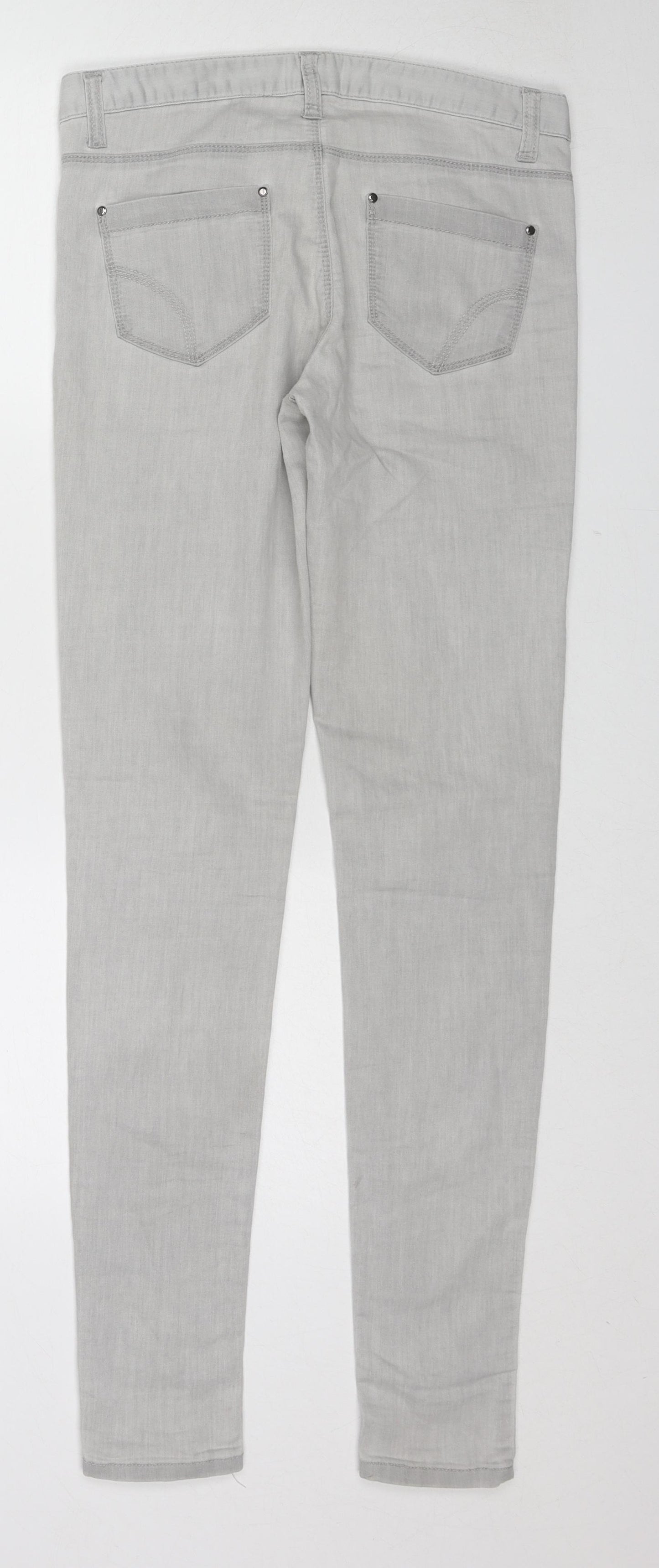 Denim & Co. Womens Grey Cotton Skinny Jeans Size 10 L32 in Slim Zip