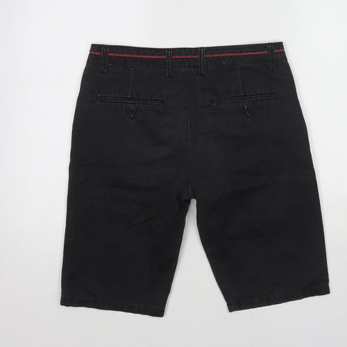 Motor Mens Black Cotton Chino Shorts Size 32 in L12 in Regular Zip