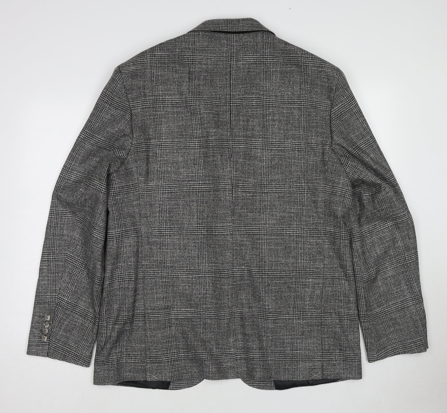 Marks and Spencer Mens Grey Plaid Polyacrylate Fibre Jacket Blazer Size 44 Regular