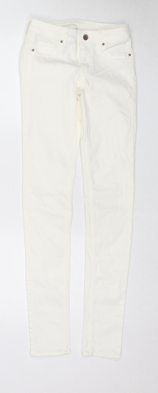 Divided by H&M Womens White Cotton Skinny Jeans Size 8 L31 in Regular Zip