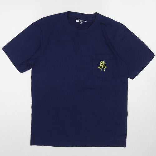 Uniqlo Mens Blue Cotton T-Shirt Size XS Round Neck - Keith Haring