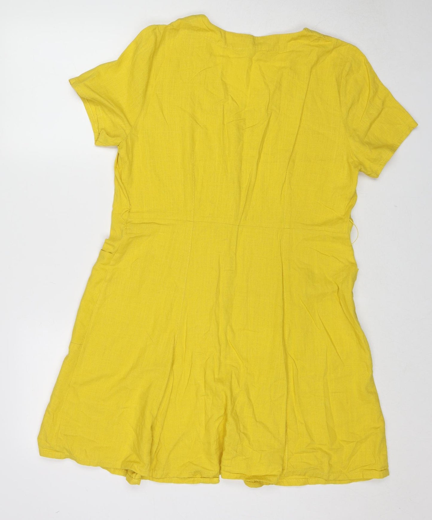 Oliver Bonas Womens Yellow Viscose A-Line Size 12 V-Neck Pullover