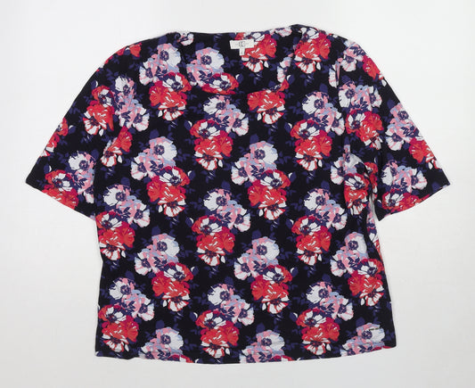 Country Casuals Womens Multicoloured Floral Viscose Basic Blouse Size L Round Neck