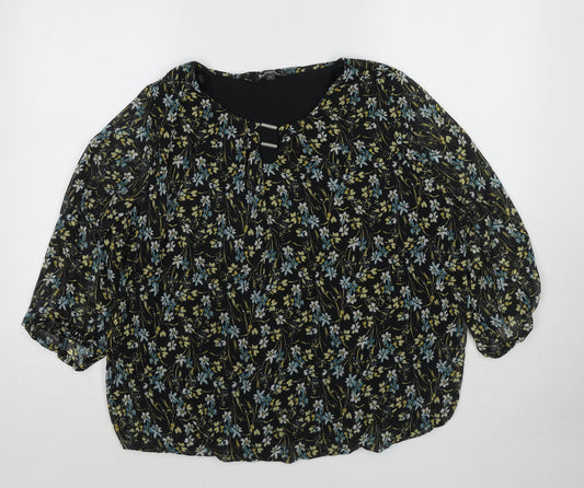 Bonmarché Womens Multicoloured Floral Polyester Basic Blouse Size 18 Round Neck