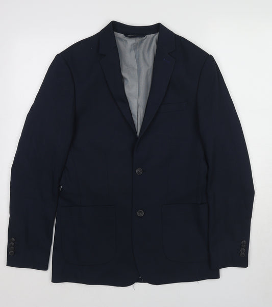 JACK & JONES Mens Blue Polyester Jacket Suit Jacket Size 38 Regular