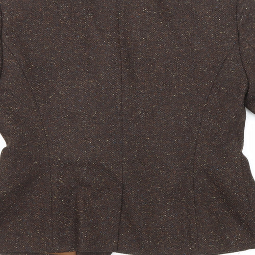 Betty Barclay Womens Brown Jacket Blazer Size 10 Button - Elbow Patches