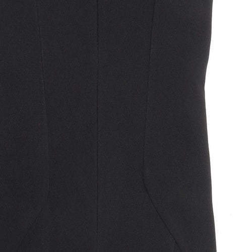 Julien Macdonald Womens Black Polyester Shift Size 8 V-Neck Zip