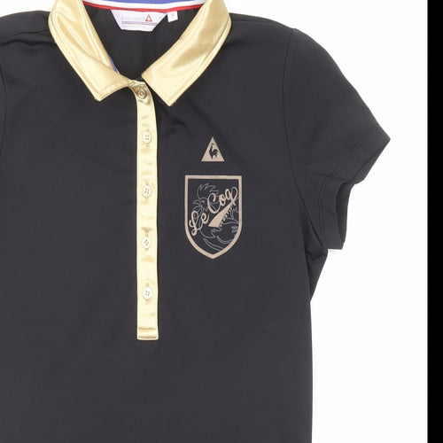 le coq sportif Womens Black Polyester Basic Polo Size S Collared - Golf