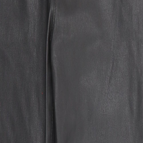 Stockholm Atelier Womens Black Cotton Trousers Size 8 Regular Zip - Coated