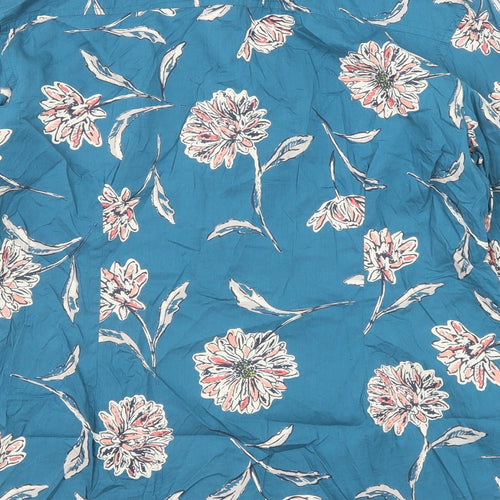 Seasalt Womens Blue Floral Cotton Basic Button-Up Size 12 Collared