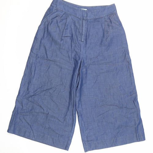 Boden Womens Blue Cotton Trousers Size 10 Regular Zip