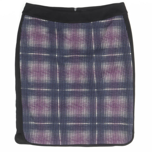 Karen Millen Womens Multicoloured Check Viscose A-Line Skirt Size 14 Zip