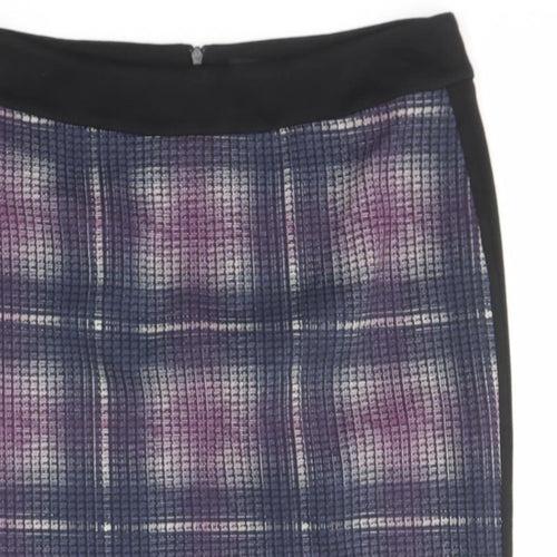 Karen Millen Womens Multicoloured Check Viscose A-Line Skirt Size 14 Zip